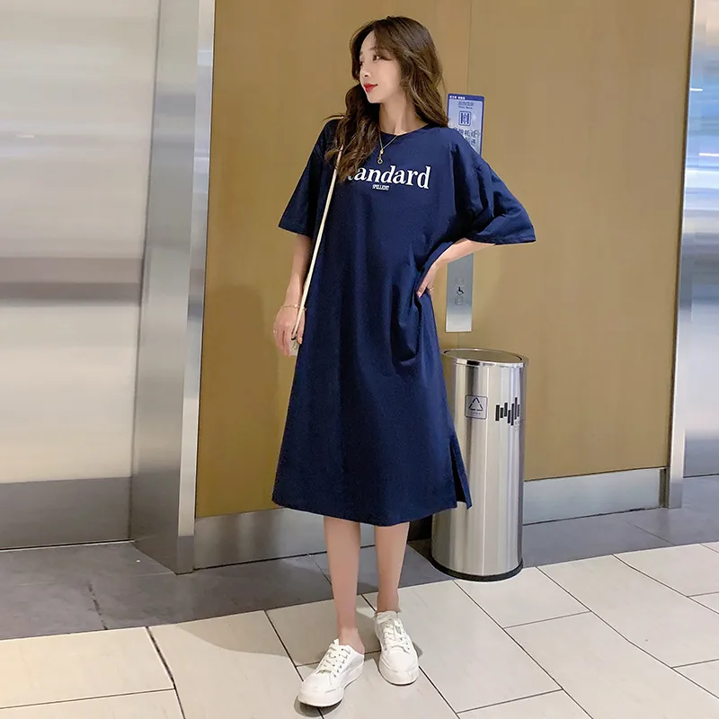 New Casual Short-sleeved Women's Retro Cartoon T-shirt Summer Loose Mid-length Over-the-knee Dress display picture 25