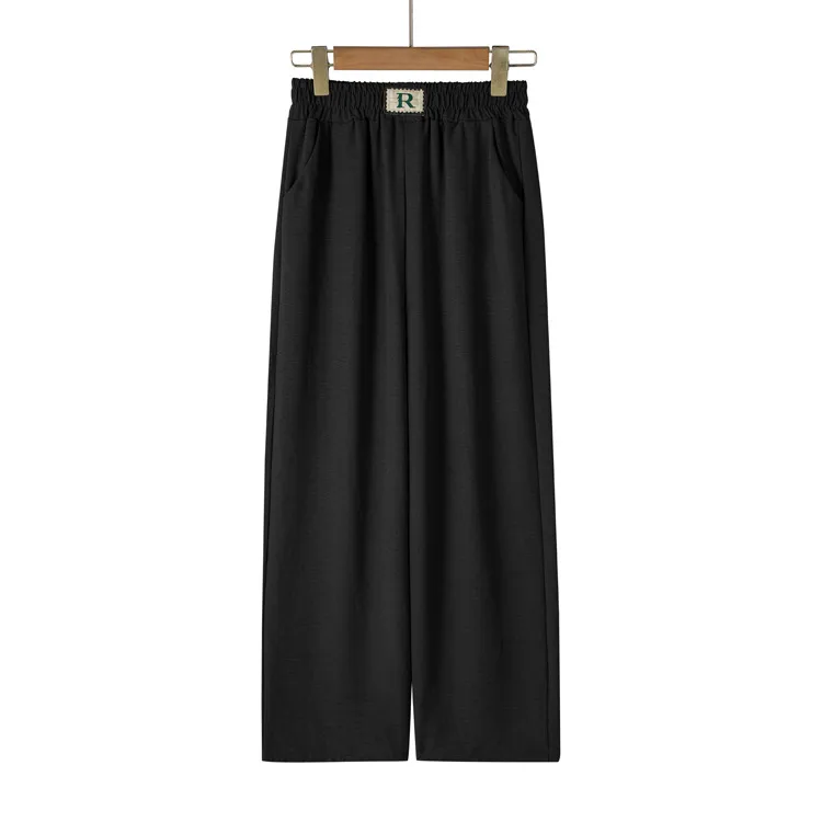 Summer New Ice Silk Wrinkled Wide Leg Pants High Waist Women's Casual Pants Loose Straight Leg Pants Thin Cropped Pants display picture 4