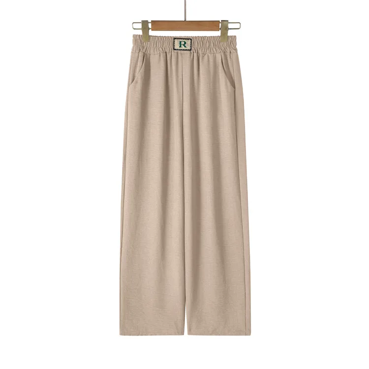 Summer New Ice Silk Wrinkled Wide Leg Pants High Waist Women's Casual Pants Loose Straight Leg Pants Thin Cropped Pants display picture 5
