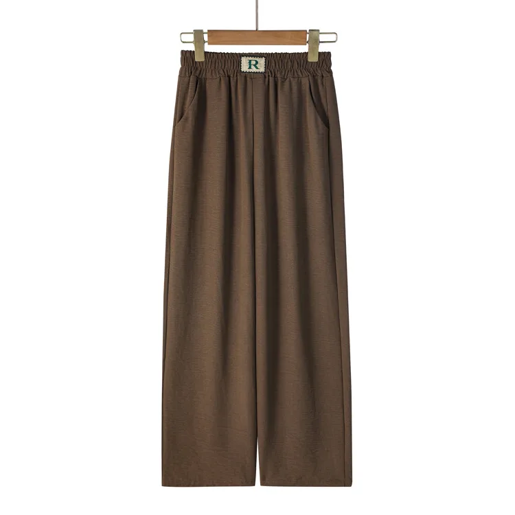 Summer New Ice Silk Wrinkled Wide Leg Pants High Waist Women's Casual Pants Loose Straight Leg Pants Thin Cropped Pants display picture 6
