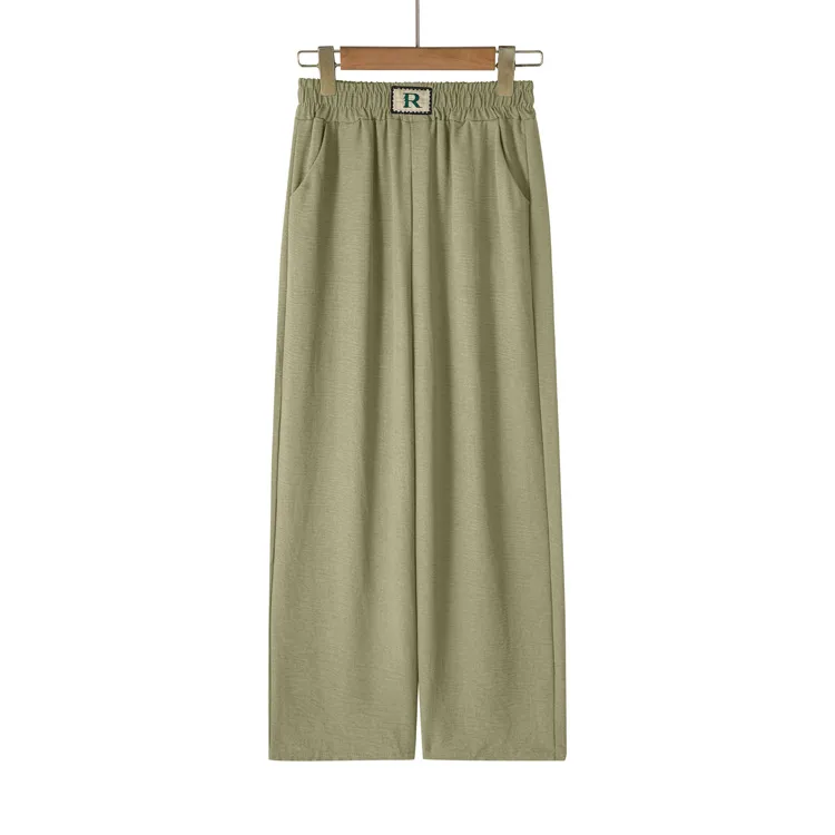 Summer New Ice Silk Wrinkled Wide Leg Pants High Waist Women's Casual Pants Loose Straight Leg Pants Thin Cropped Pants display picture 7
