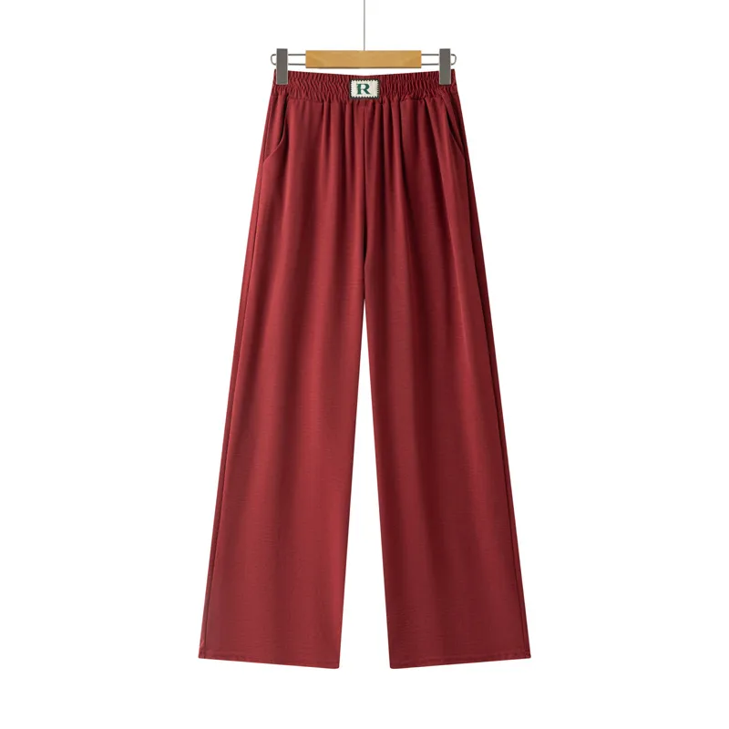 Summer New Ice Silk Wrinkled Wide Leg Pants High Waist Women's Casual Pants Loose Straight Leg Pants Thin Cropped Pants display picture 2