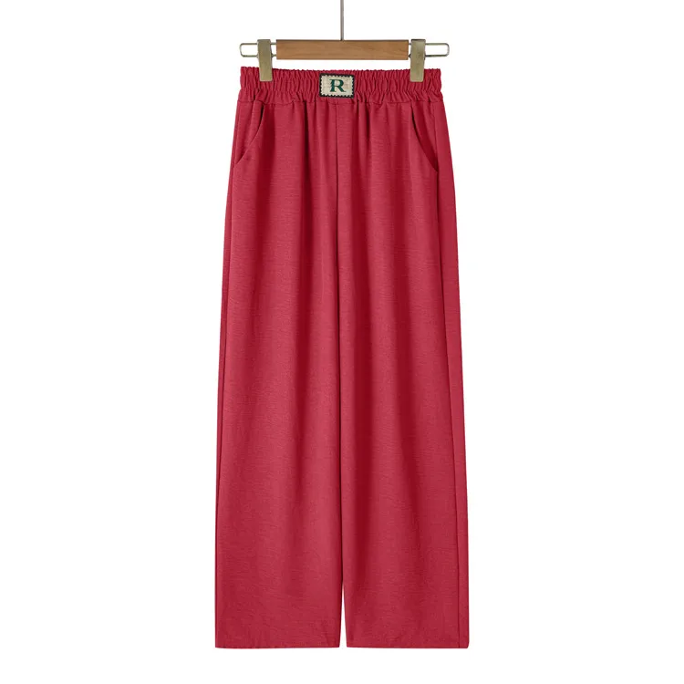 Summer New Ice Silk Wrinkled Wide Leg Pants High Waist Women's Casual Pants Loose Straight Leg Pants Thin Cropped Pants display picture 8