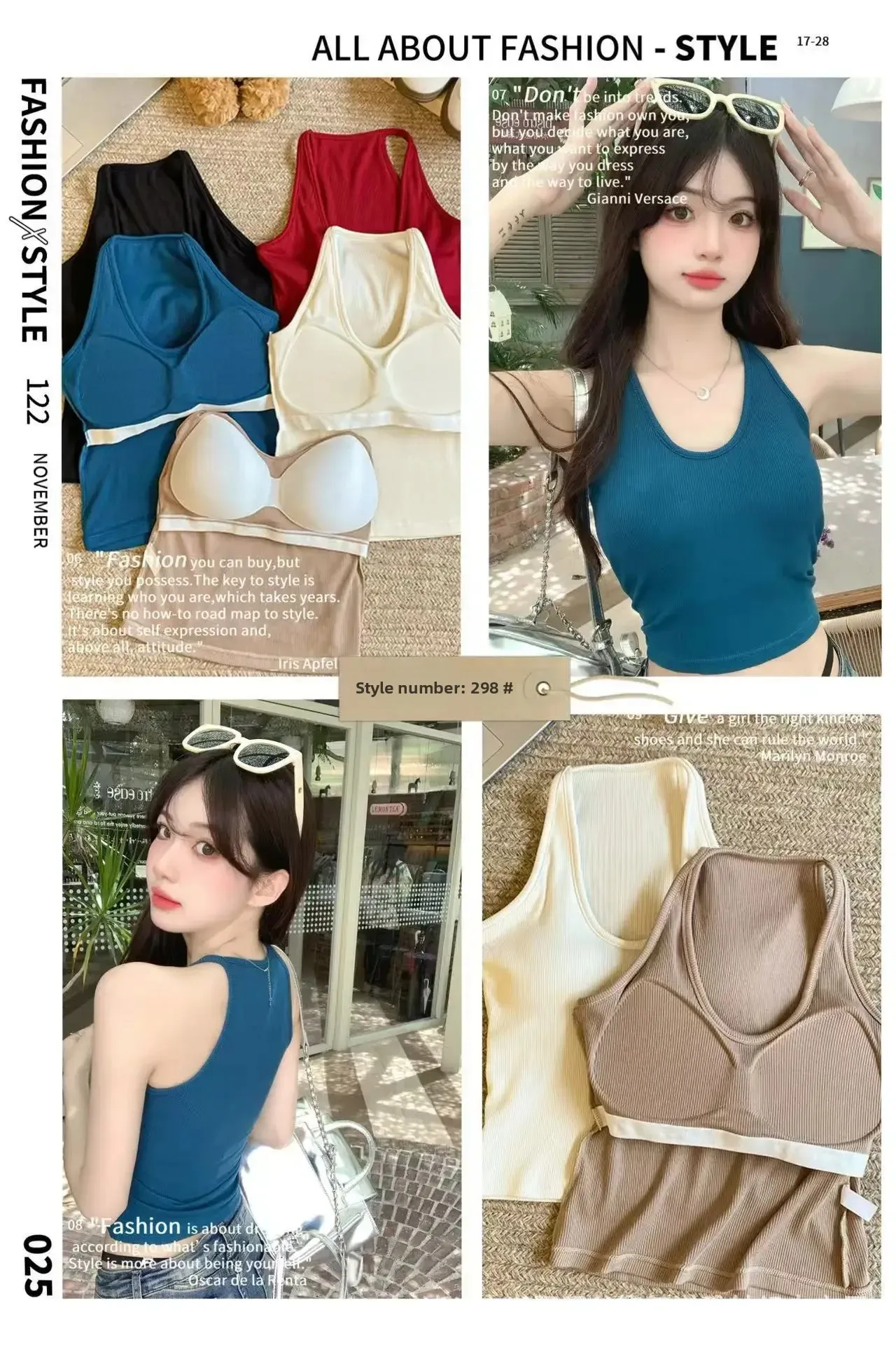 Explosions 298# Hanging Neck U Collar Tibetan Blue Camisole Women With Chest Pad I-back Autumn And Winter With A Base Coat display picture 10