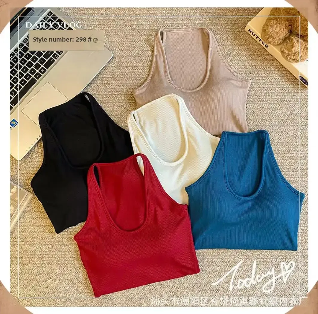 Explosions 298# Hanging Neck U Collar Tibetan Blue Camisole Women With Chest Pad I-back Autumn And Winter With A Base Coat display picture 12