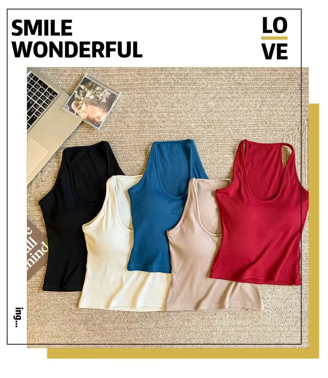 Explosions 298# Hanging Neck U Collar Tibetan Blue Camisole Women With Chest Pad I-back Autumn And Winter With A Base Coat display picture 14