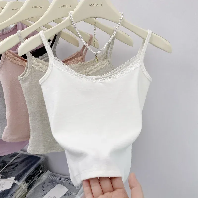 White Lace Camisole Women's Summer  Summer New Pure Outfit Short Base Top display picture 1