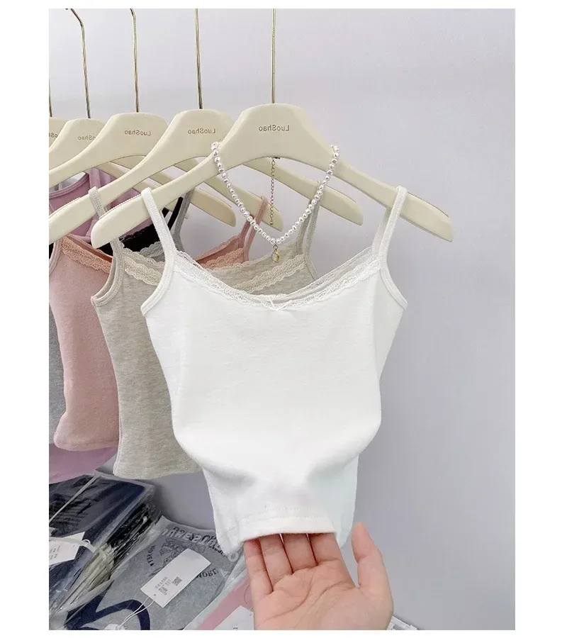 White Lace Camisole Women's Summer  Summer New Pure Outfit Short Base Top display picture 5