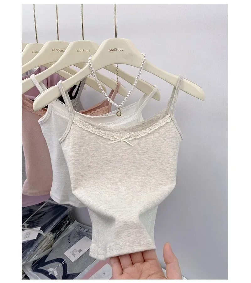 White Lace Camisole Women's Summer  Summer New Pure Outfit Short Base Top display picture 7
