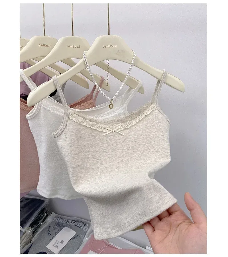 White Lace Camisole Women's Summer  Summer New Pure Outfit Short Base Top display picture 8