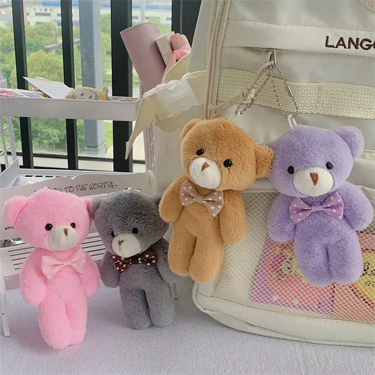 Cute Girl Heart Plush Bow Bear Doll Holiday Gift Children's Backpack Keychain Pendant Wholesale display picture 3
