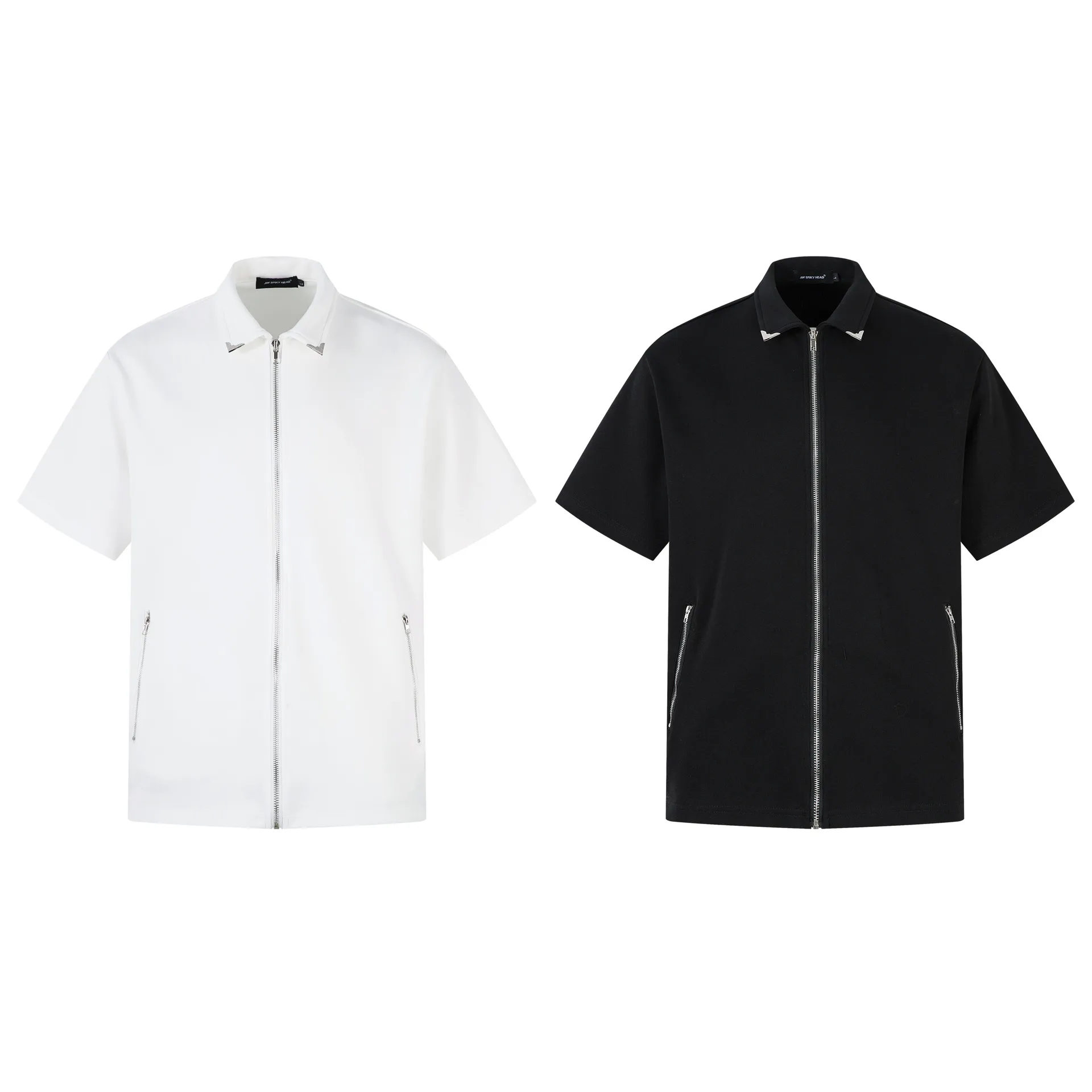 Jiayiku Men's  New Cleanfit Niche Design Zipper Shirt Summer Short-sleeved Superior Sense display picture 2