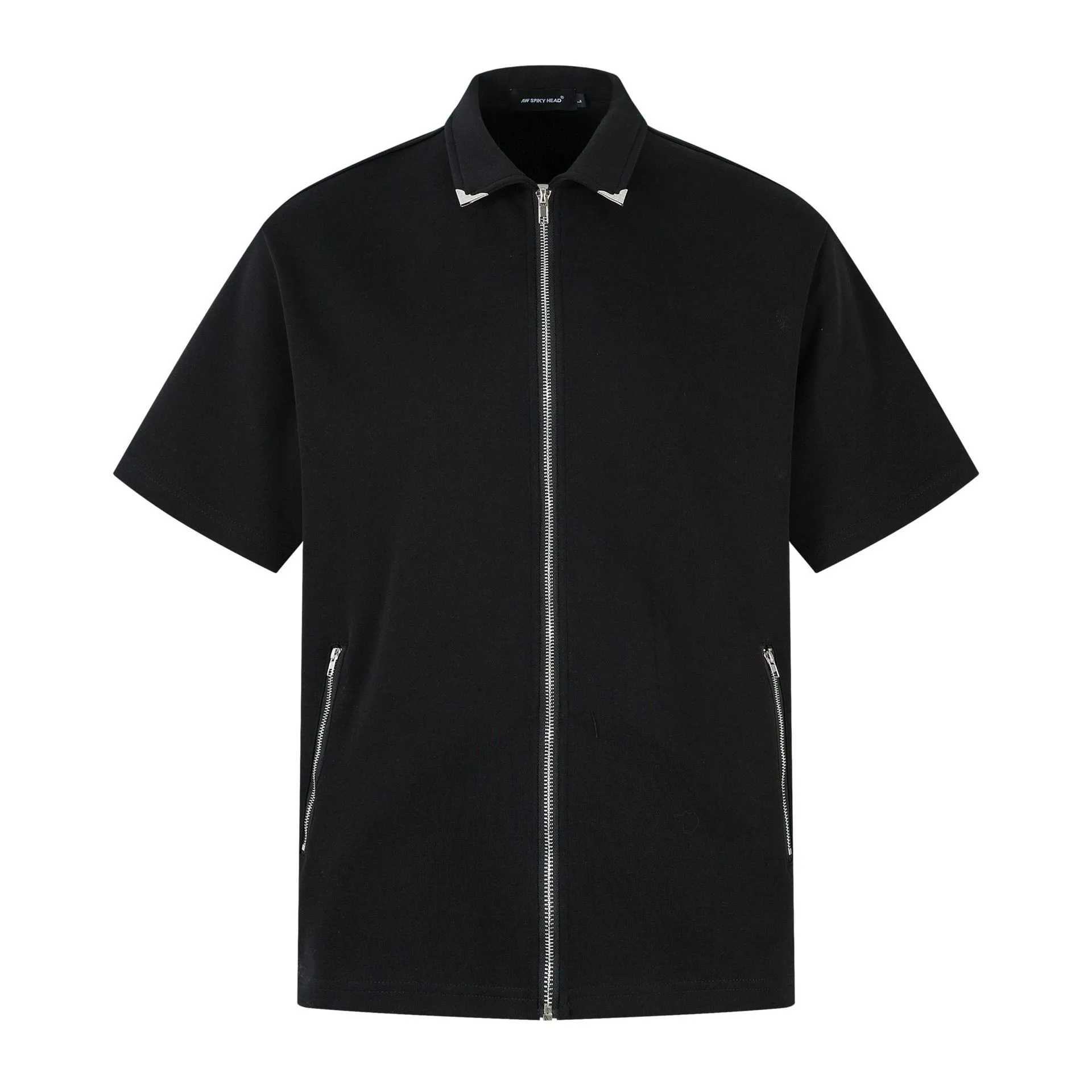 Jiayiku Men's  New Cleanfit Niche Design Zipper Shirt Summer Short-sleeved Superior Sense display picture 4