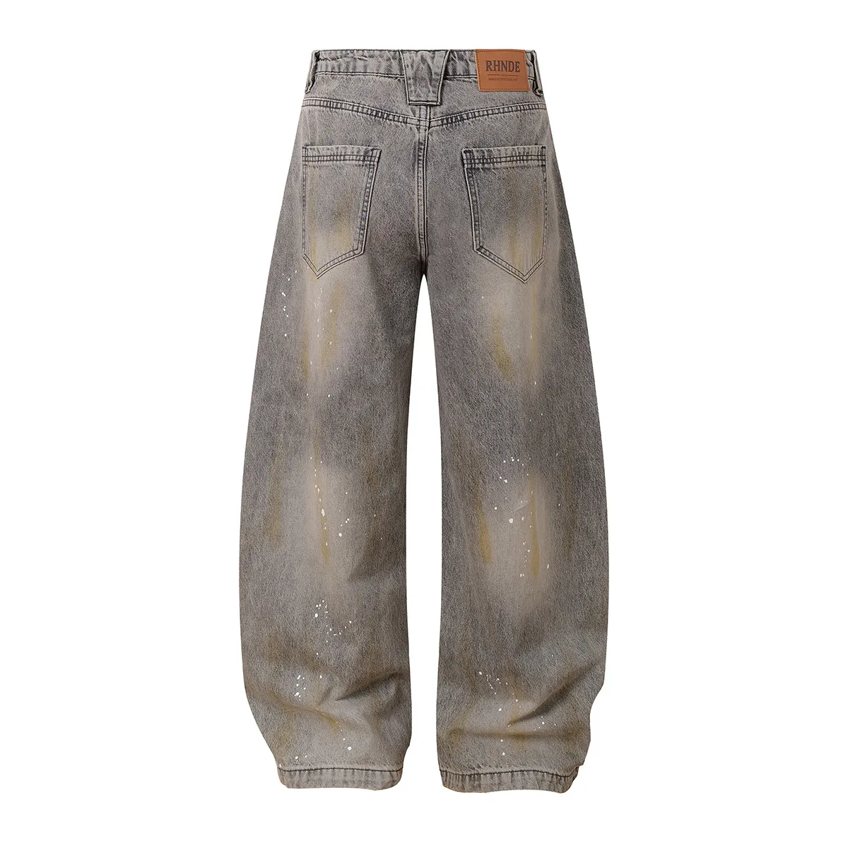 Jiayi Library Men's  New American Retro Inkjet Washable Old Scimitar Jeans Men's And Women's Wide Leg Pants display picture 5