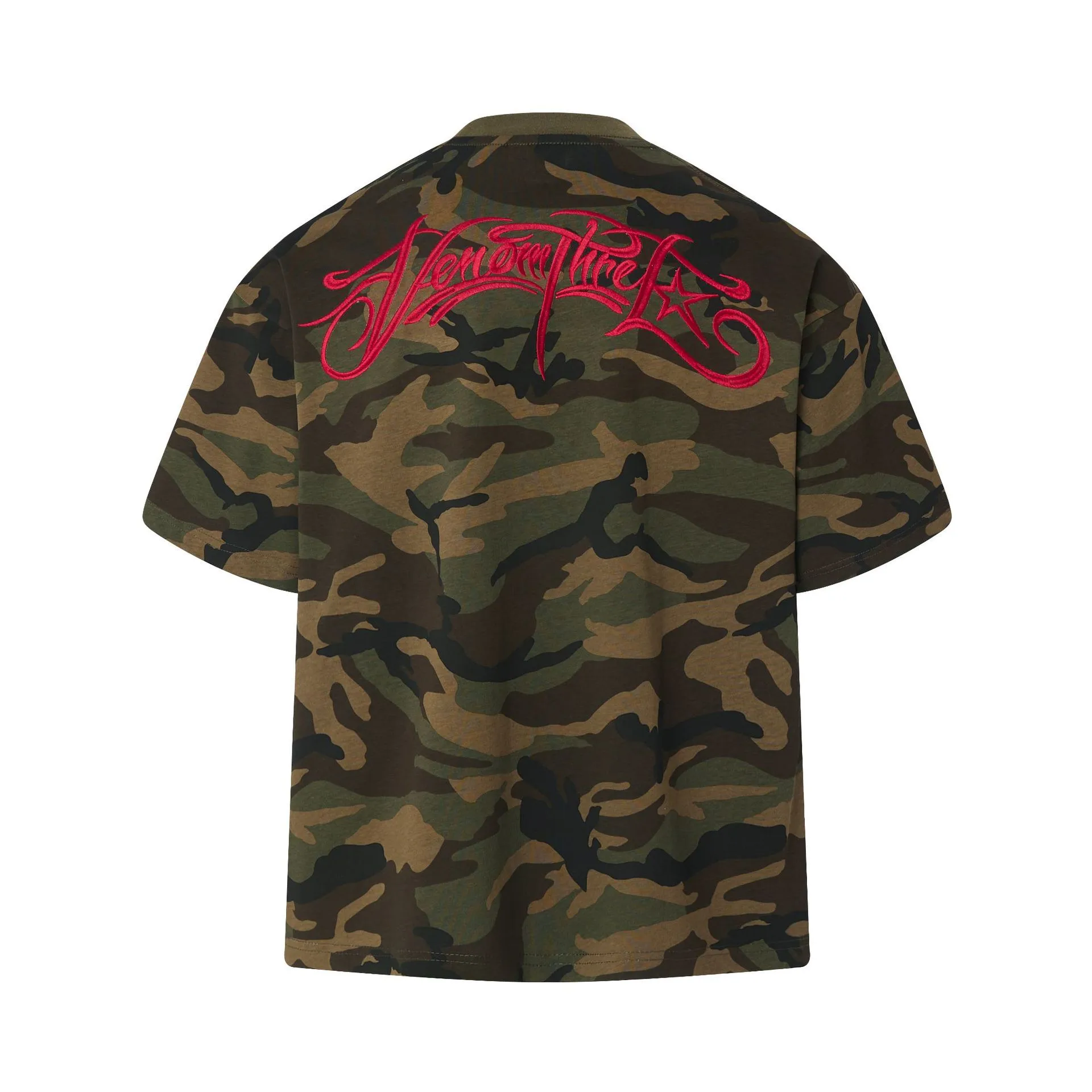 Jiayiku Men's  Summer American Retro Street Fashion Brand Camouflage Cultural Shirt Embroidered Short-sleeved T-shirt Pure Cotton display picture 4
