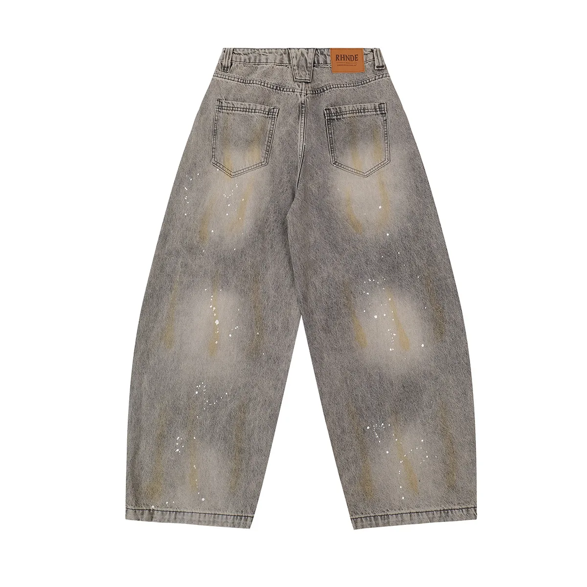 Jiayi Library Men's  New American Retro Inkjet Washable Old Scimitar Jeans Men's And Women's Wide Leg Pants display picture 7