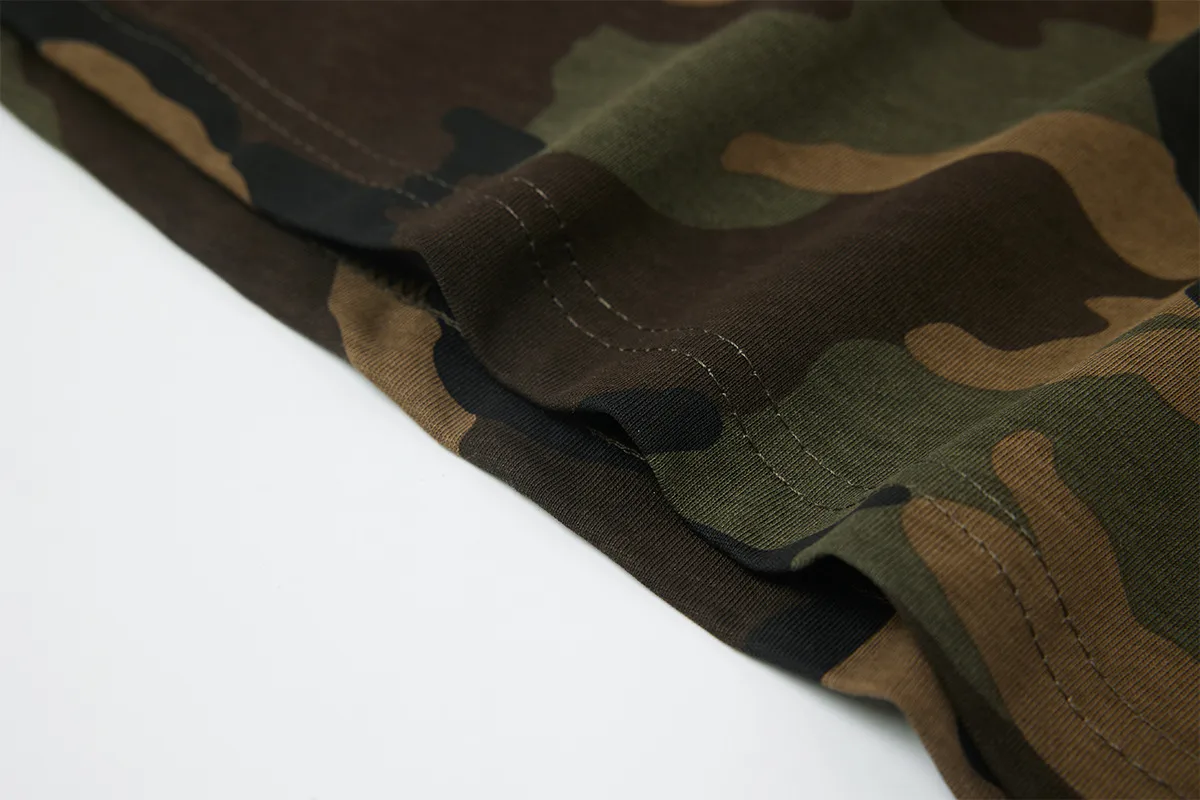 Jiayiku Men's  Summer American Retro Street Fashion Brand Camouflage Cultural Shirt Embroidered Short-sleeved T-shirt Pure Cotton display picture 6