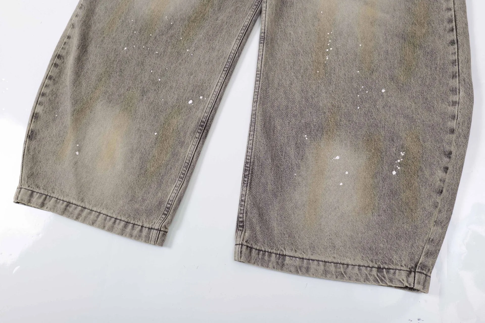 Jiayi Library Men's  New American Retro Inkjet Washable Old Scimitar Jeans Men's And Women's Wide Leg Pants display picture 18