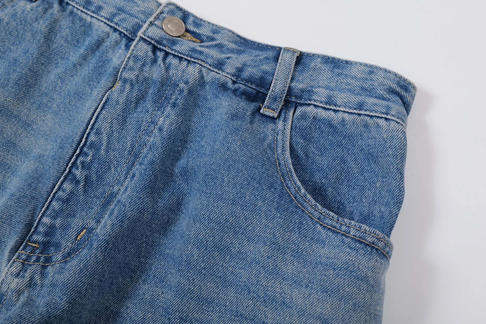 Jiayiku Men's  New American Vintage Embroidered Washed Jeans Men's And Women's Vibe Machete Wide Leg Pants display picture 15