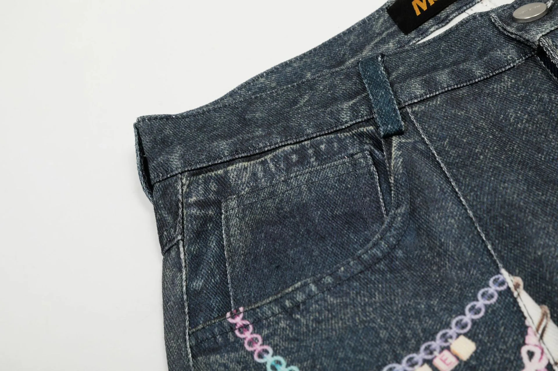 Jiayiku Men's   High Street Fashion Brand Denim Shorts 3D Printed Baggy Wash Pants For Men And Women display picture 9
