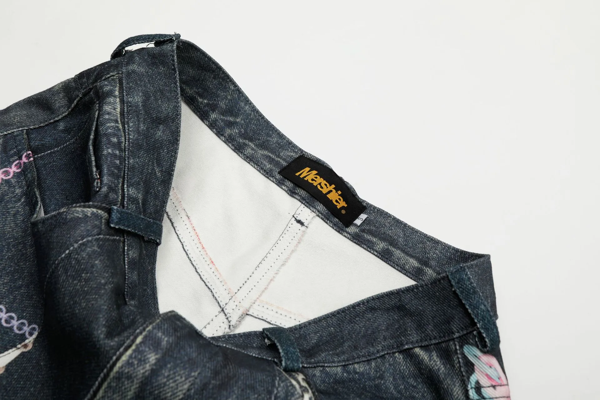 Jiayiku Men's   High Street Fashion Brand Denim Shorts 3D Printed Baggy Wash Pants For Men And Women display picture 10