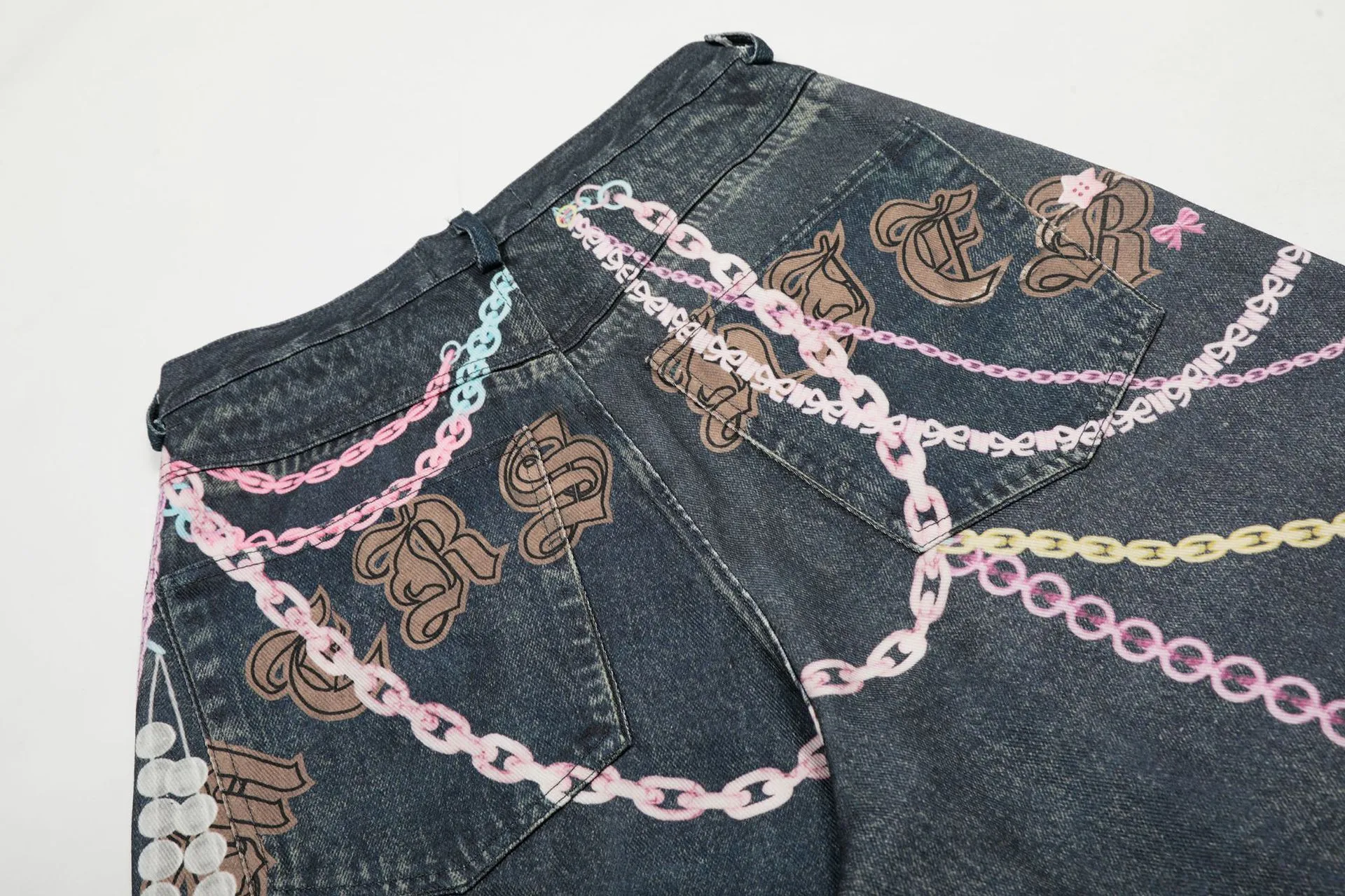 Jiayiku Men's   High Street Fashion Brand Denim Shorts 3D Printed Baggy Wash Pants For Men And Women display picture 11