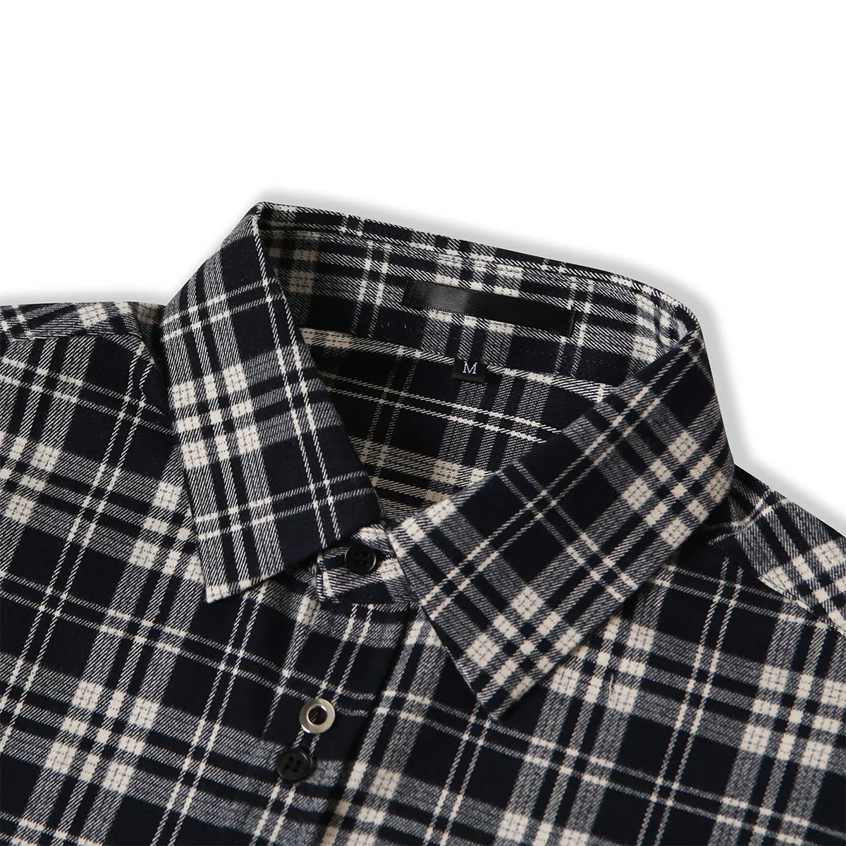 Jiayi Library Men's  Spring American Retro Cleanfit Patchwork Plaid Shirt Black And White Plaid Shirt Simple display picture 5