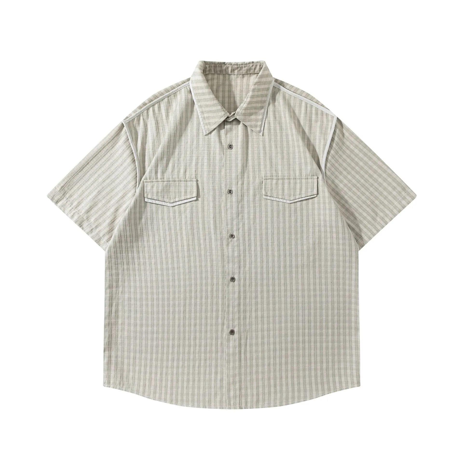 Jiayi Library Men's  Summer New New Style Retro Ami Khaji Wrapper Design Plaid Shirt Antique Style display picture 3