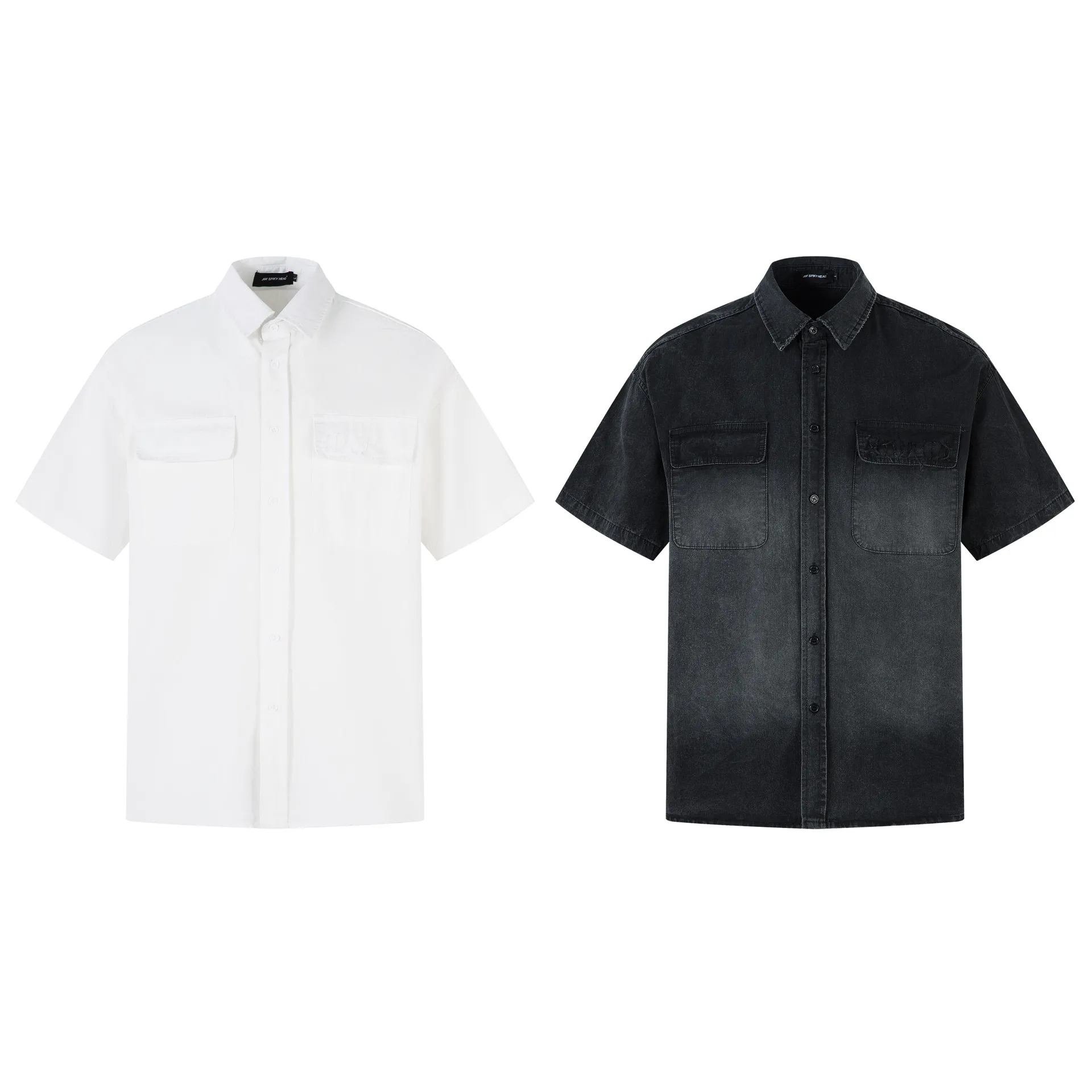 Jiayiku Men's  Summer New American-style Washed Old Shirt Short-sleeved Workwear Jacket Vintage Ins Trendy display picture 2