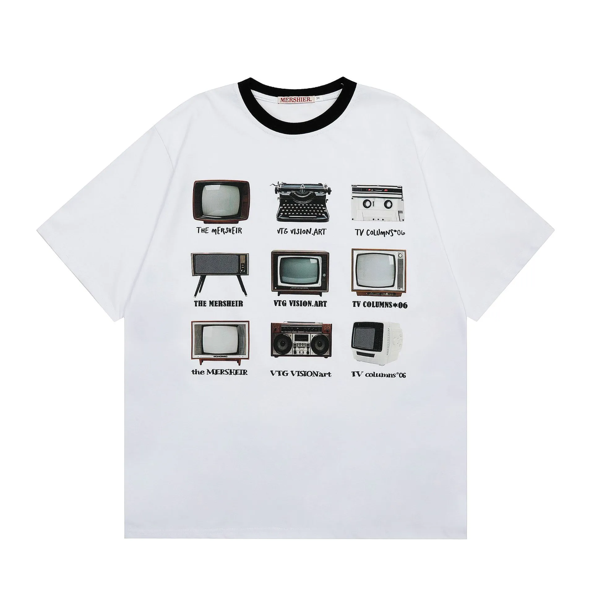 Jiayiku Fashion Brand  Summer New American Retro Couple T-shirt Loose TV Printed Short-sleeved T-shirt For Men And Women display picture 2