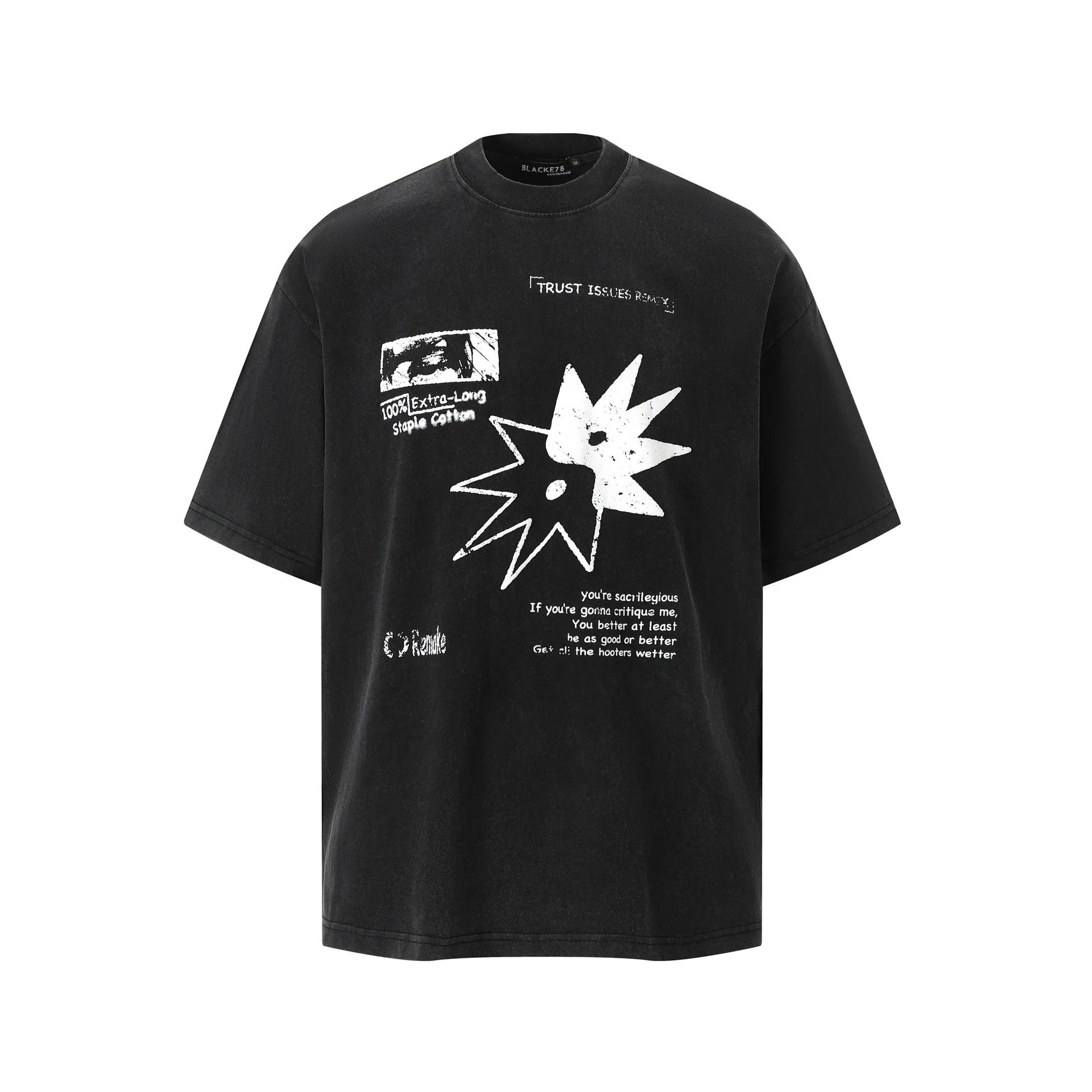Jiayiku Men's  Summer New American Retro Fashion Brand Washed T-shirt Cotton Loose Half Sleeve High-grade Sense display picture 2
