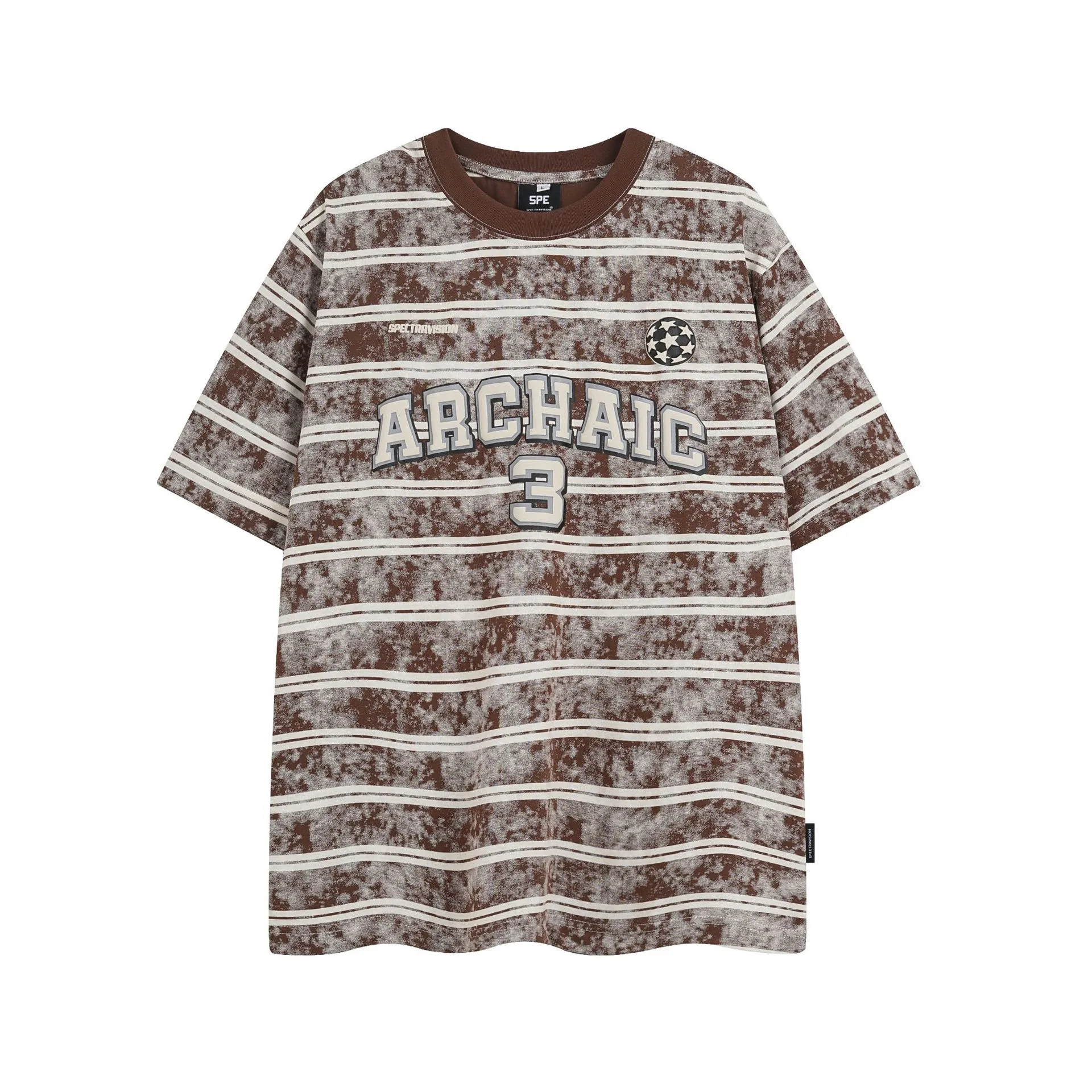 Jiayiku Men's  Summer American Jersey Retro Fashion Brand Heavy 300g Graffiti Stripe Short Sleeve T-shirt Men display picture 3