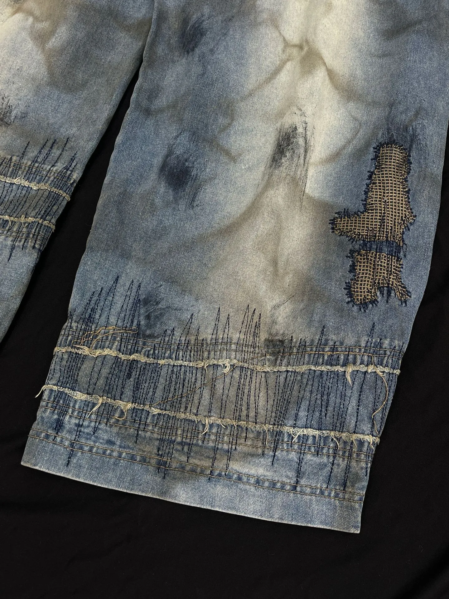 Jiayi Library Men's  New American High Street RO Style Heavy Washing Shaped Scimitar Jeans Wide Leg Pants display picture 13