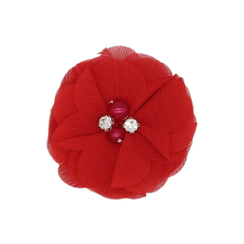 Handmade Chiffon Flower 6cm Hand-stitched Pearl Rhinestone Fabric Flower DIY Corsage Flower Head Flower Shoes And Hats Clothing Accessories display picture 4