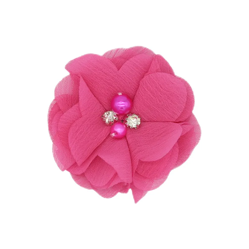 Handmade Chiffon Flower 6cm Hand-stitched Pearl Rhinestone Fabric Flower DIY Corsage Flower Head Flower Shoes And Hats Clothing Accessories display picture 5