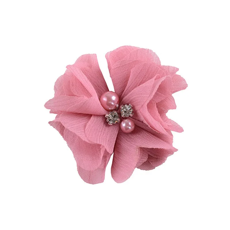 Handmade Chiffon Flower 6cm Hand-stitched Pearl Rhinestone Fabric Flower DIY Corsage Flower Head Flower Shoes And Hats Clothing Accessories display picture 6