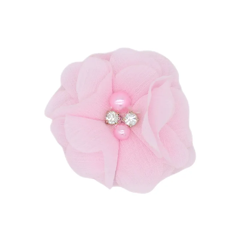 Handmade Chiffon Flower 6cm Hand-stitched Pearl Rhinestone Fabric Flower DIY Corsage Flower Head Flower Shoes And Hats Clothing Accessories display picture 7