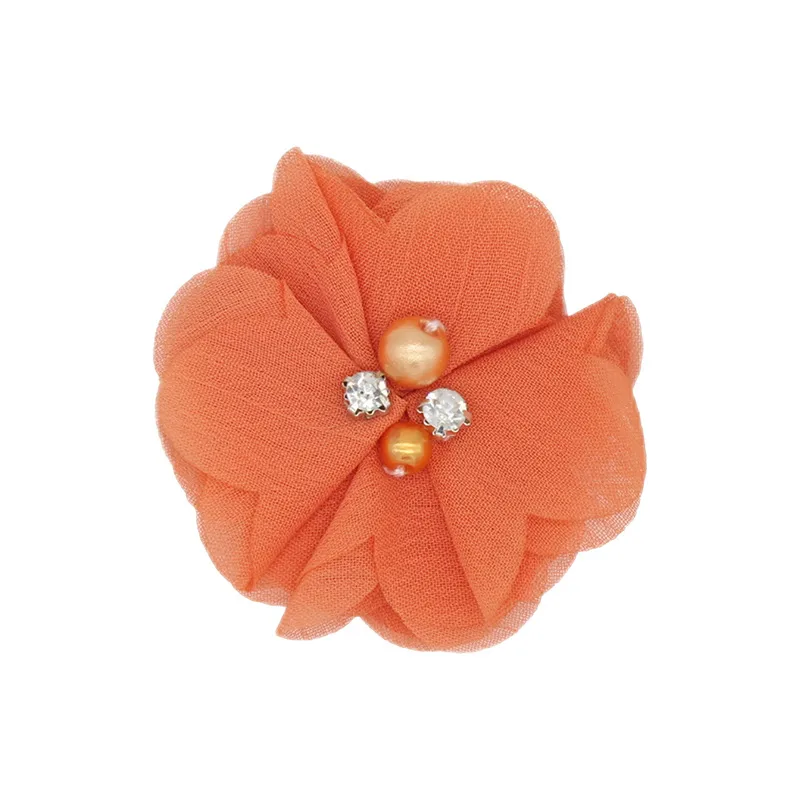 Handmade Chiffon Flower 6cm Hand-stitched Pearl Rhinestone Fabric Flower DIY Corsage Flower Head Flower Shoes And Hats Clothing Accessories display picture 8