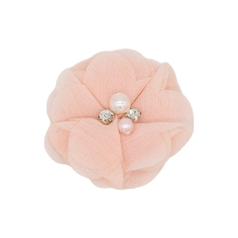 Handmade Chiffon Flower 6cm Hand-stitched Pearl Rhinestone Fabric Flower DIY Corsage Flower Head Flower Shoes And Hats Clothing Accessories display picture 10