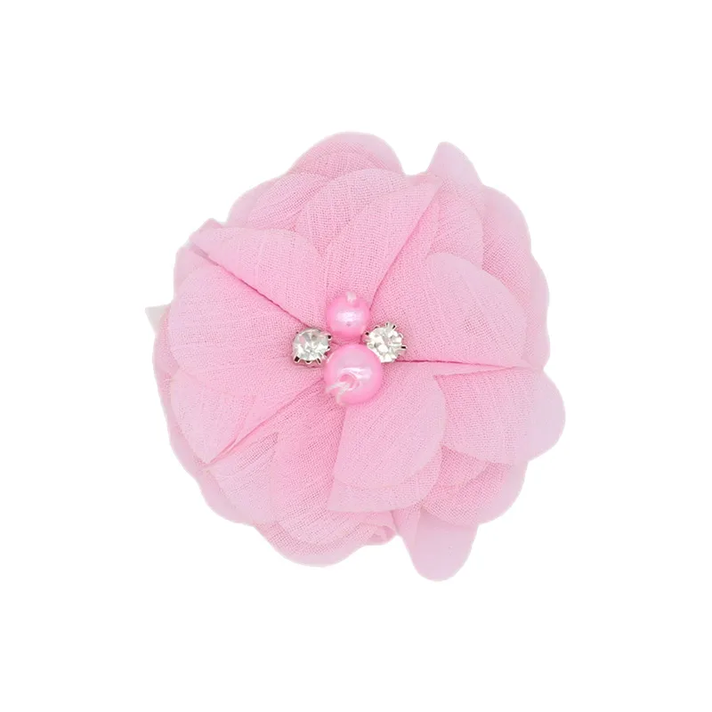 Handmade Chiffon Flower 6cm Hand-stitched Pearl Rhinestone Fabric Flower DIY Corsage Flower Head Flower Shoes And Hats Clothing Accessories display picture 11