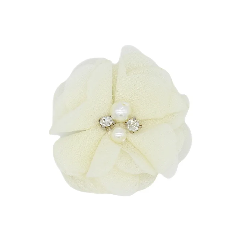 Handmade Chiffon Flower 6cm Hand-stitched Pearl Rhinestone Fabric Flower DIY Corsage Flower Head Flower Shoes And Hats Clothing Accessories display picture 12