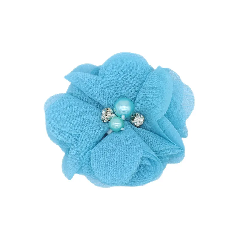 Handmade Chiffon Flower 6cm Hand-stitched Pearl Rhinestone Fabric Flower DIY Corsage Flower Head Flower Shoes And Hats Clothing Accessories display picture 13