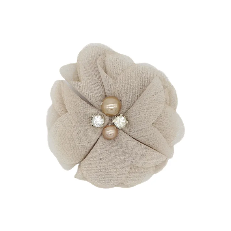 Handmade Chiffon Flower 6cm Hand-stitched Pearl Rhinestone Fabric Flower DIY Corsage Flower Head Flower Shoes And Hats Clothing Accessories display picture 15