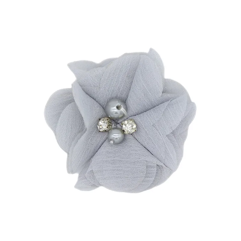 Handmade Chiffon Flower 6cm Hand-stitched Pearl Rhinestone Fabric Flower DIY Corsage Flower Head Flower Shoes And Hats Clothing Accessories display picture 16