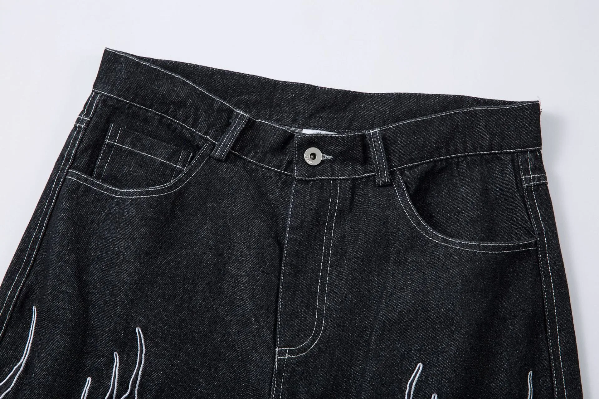 Jiayiku Men's  New Jeans American High Street RO Style Advanced Embroidered Jeans Wide Leg Pants display picture 11
