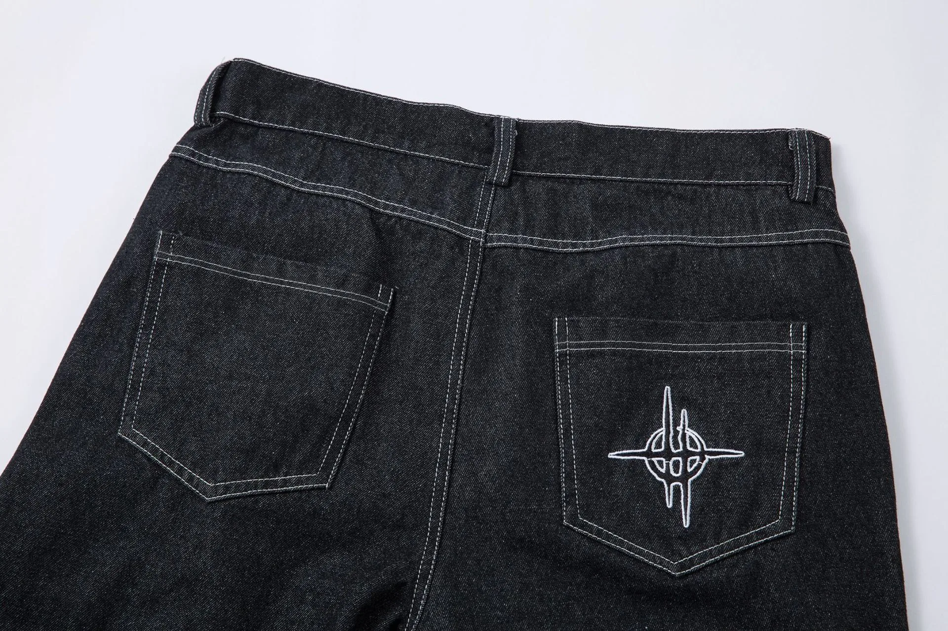 Jiayiku Men's  New Jeans American High Street RO Style Advanced Embroidered Jeans Wide Leg Pants display picture 17