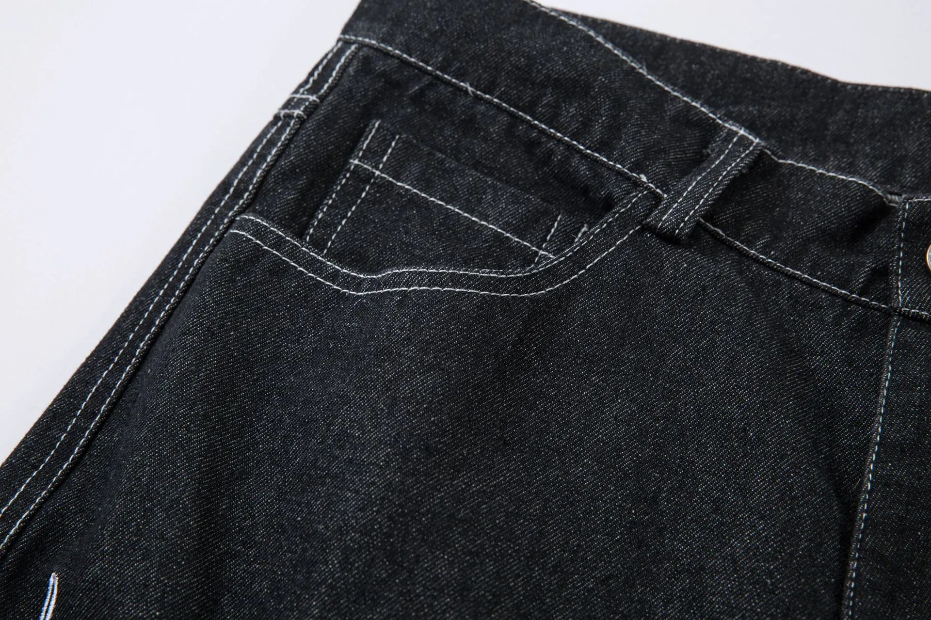 Jiayiku Men's  New Jeans American High Street RO Style Advanced Embroidered Jeans Wide Leg Pants display picture 21
