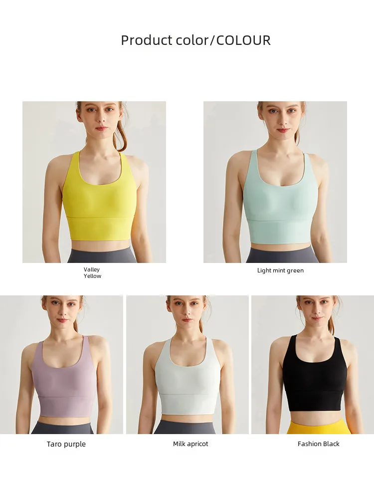New High Strength Sports Underwear Fixed Chest Pad Beautiful Back Fitness Yoga Suit Running Bra Mid-length Vest display picture 4
