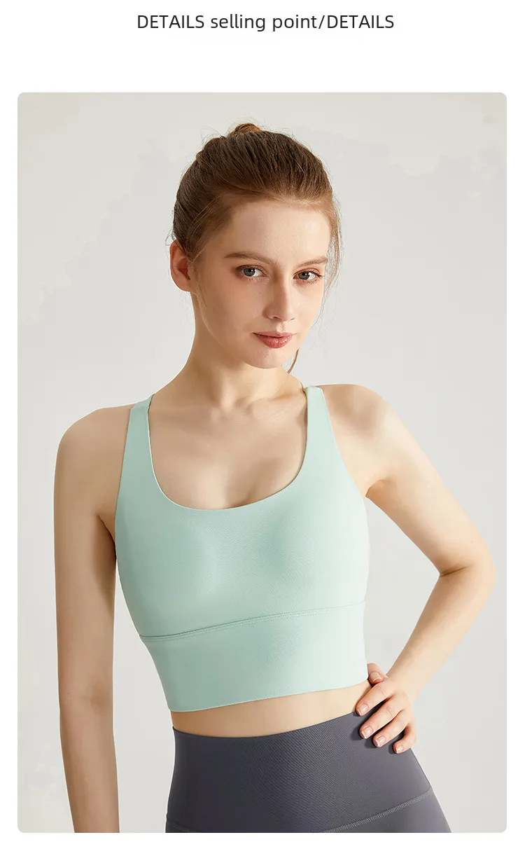 New High Strength Sports Underwear Fixed Chest Pad Beautiful Back Fitness Yoga Suit Running Bra Mid-length Vest display picture 5