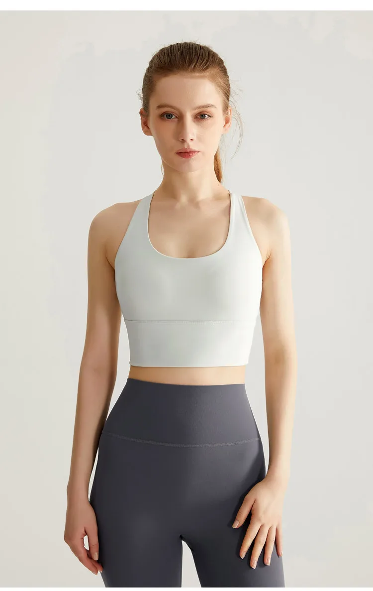 New High Strength Sports Underwear Fixed Chest Pad Beautiful Back Fitness Yoga Suit Running Bra Mid-length Vest display picture 9